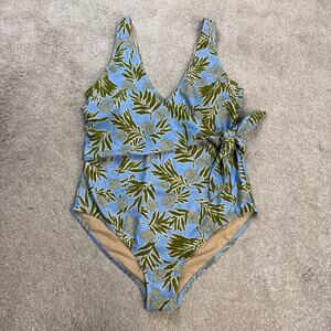 Tanya Taylor One-Piece Kelly Wrap Swimsuit Horizon Blue Size 1X